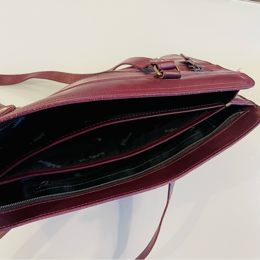 Vintage Phillippe Burgundy Leather Bag - Picture 3 of 7